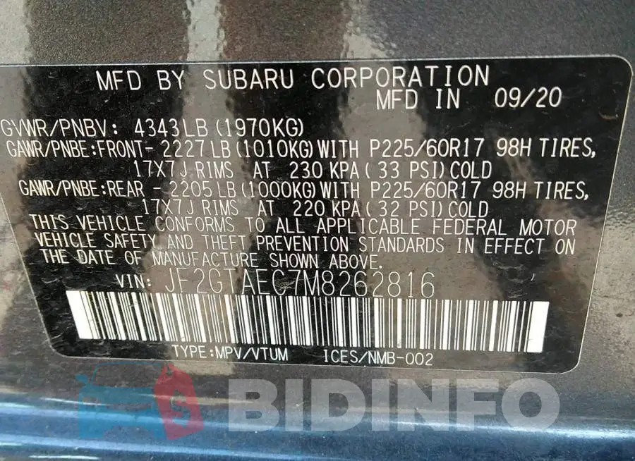 JF2GTAEC7M8262816 Photo# 9
