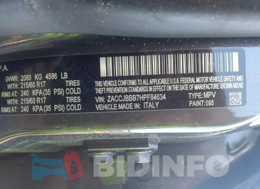 ZACCJBBB7HPF84634 Photo# 9