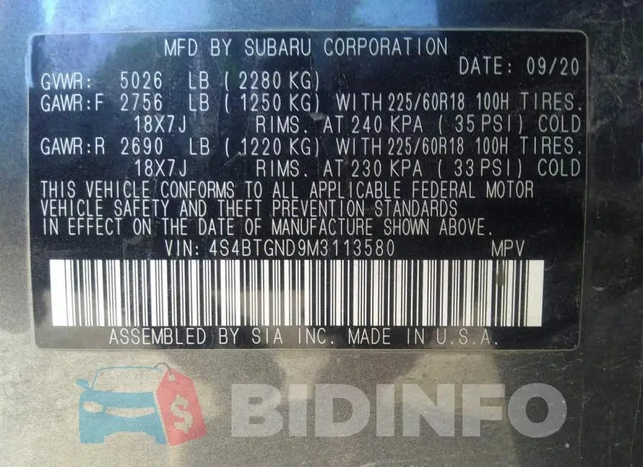 4S4BTGND9M3113580 Photo# 9
