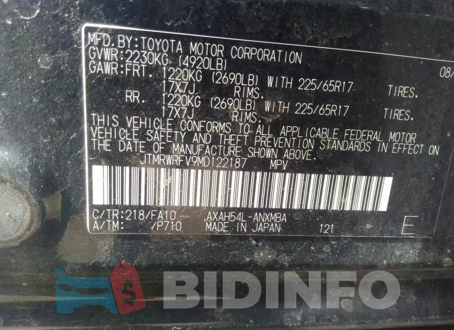 JTMRWRFV9MD122187 Photo# 9