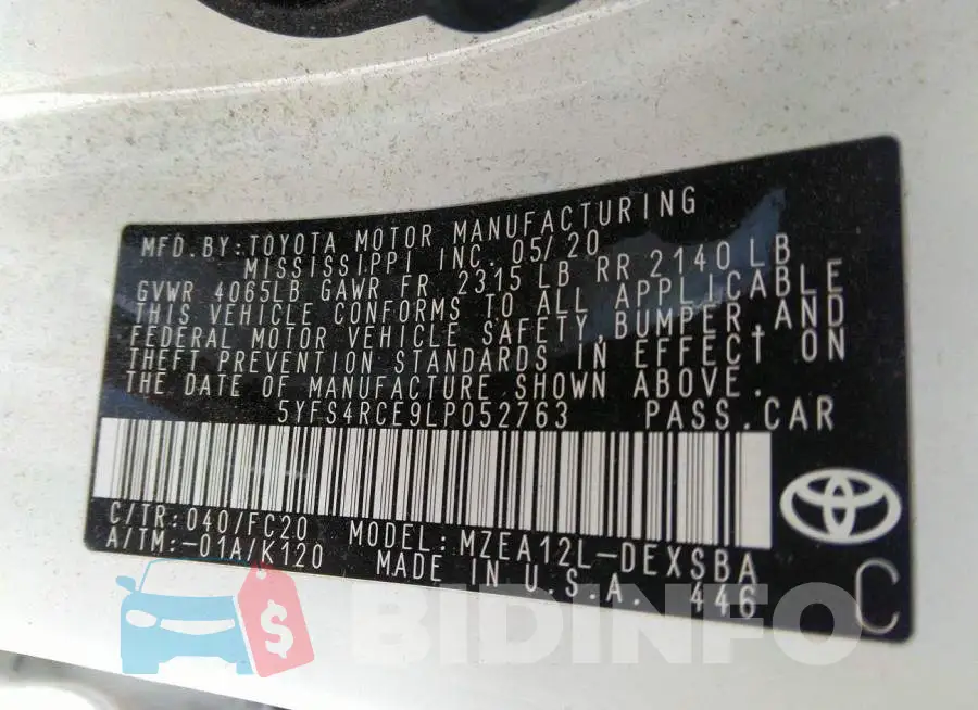 5YFS4RCE9LP052763 Photo# 9