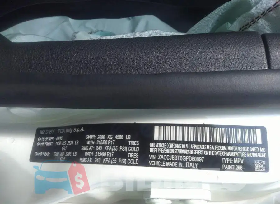 ZACCJBBT6GPD60097 Photo# 9