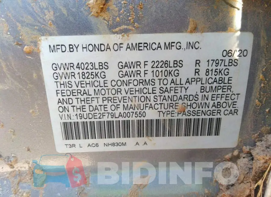 19UDE2F79LA007550 Photo# 9