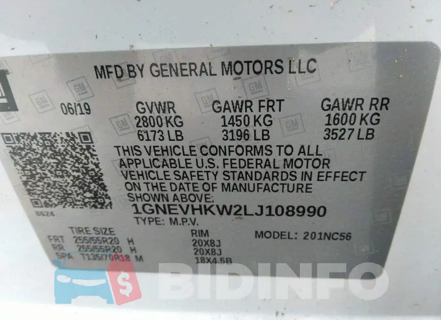 1GNEVHKW2LJ108990 Photo# 9