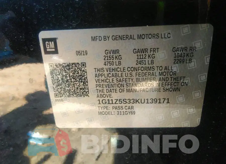 1G11Z5S33KU139171 Photo# 9