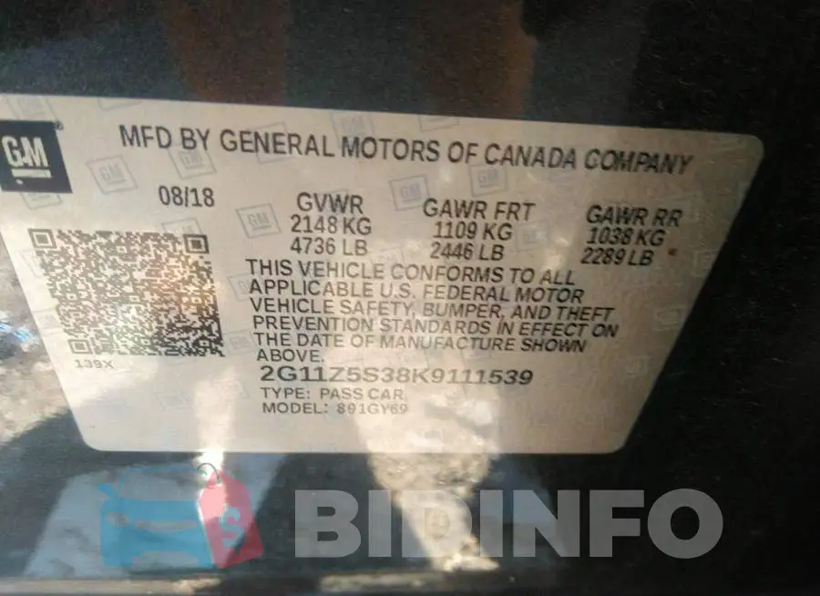 2G11Z5S38K9111539 Photo# 9