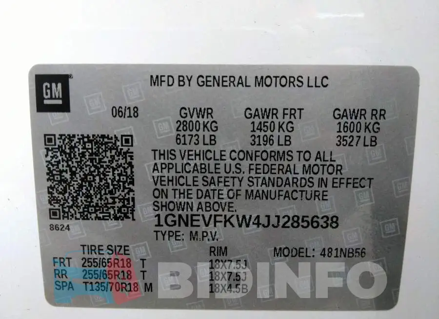 1GNEVFKW4JJ285638 Photo# 9