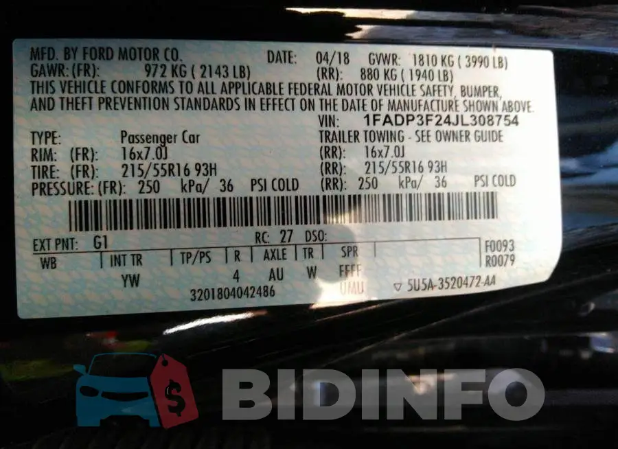 1FADP3F24JL308754 Photo# 9