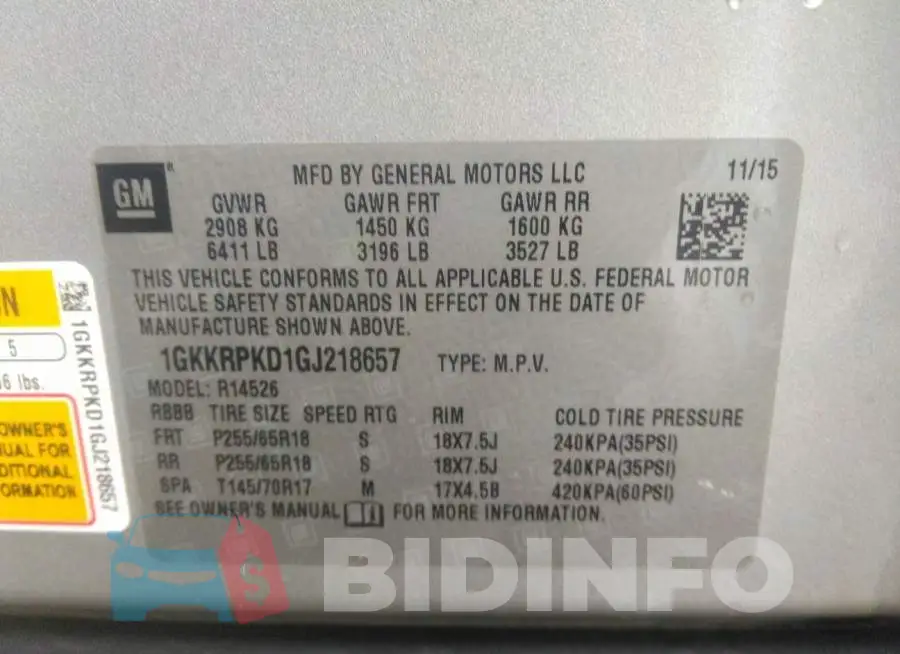 1GKKRPKD1GJ218657 Photo# 9