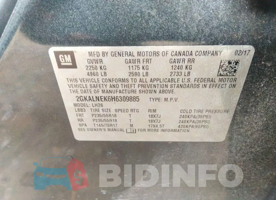 2GKALNEK6H6309885 Photo# 9