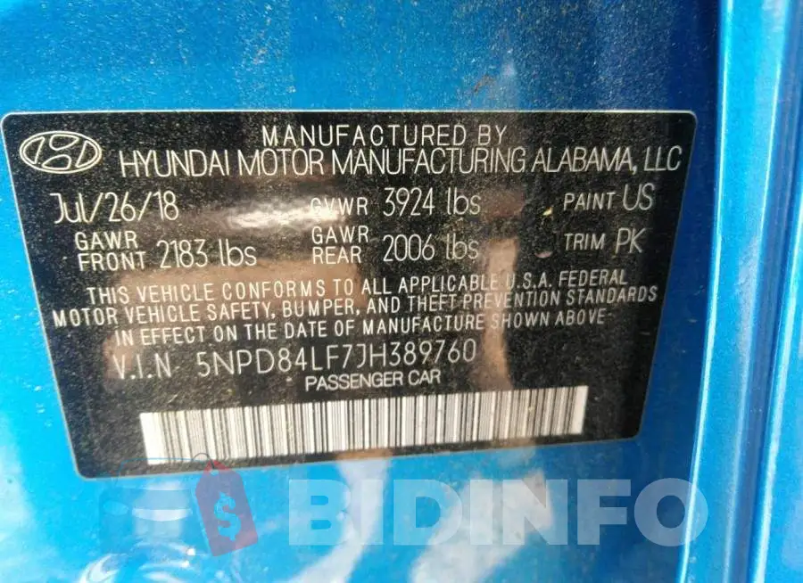 5NPD84LF7JH389760 Photo# 9
