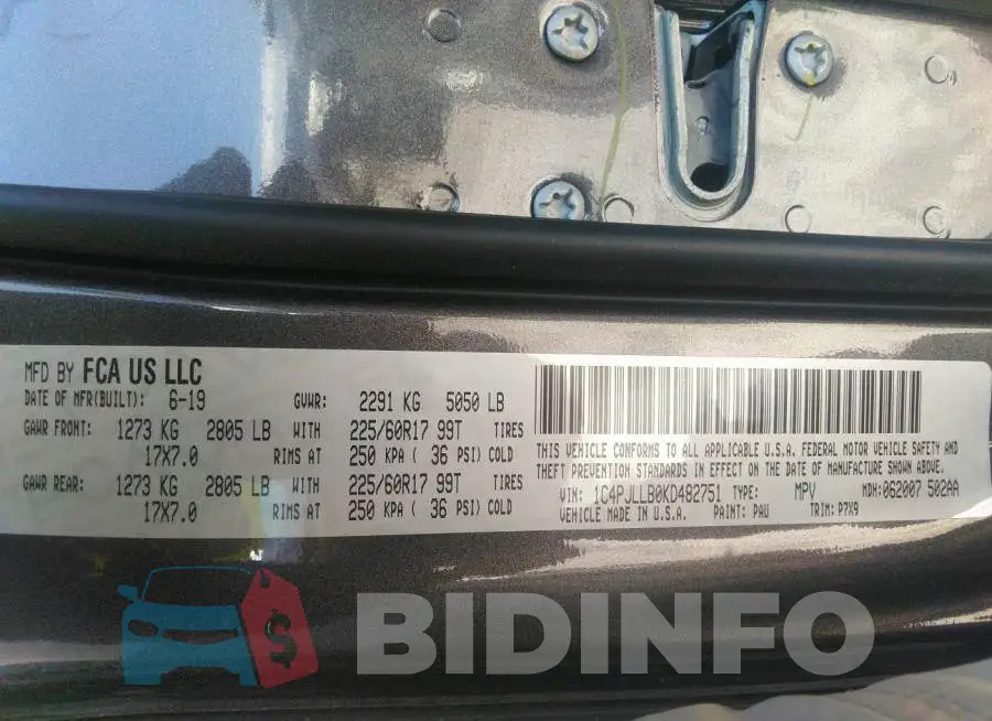 1C4PJLLB0KD482751 Photo# 9