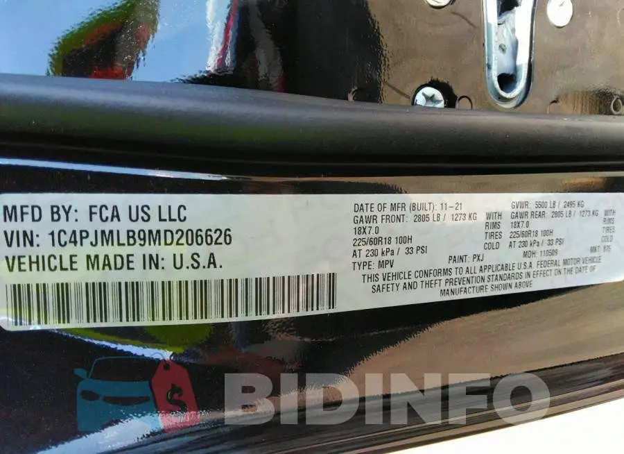 1C4PJMLB9MD206626 Photo# 9
