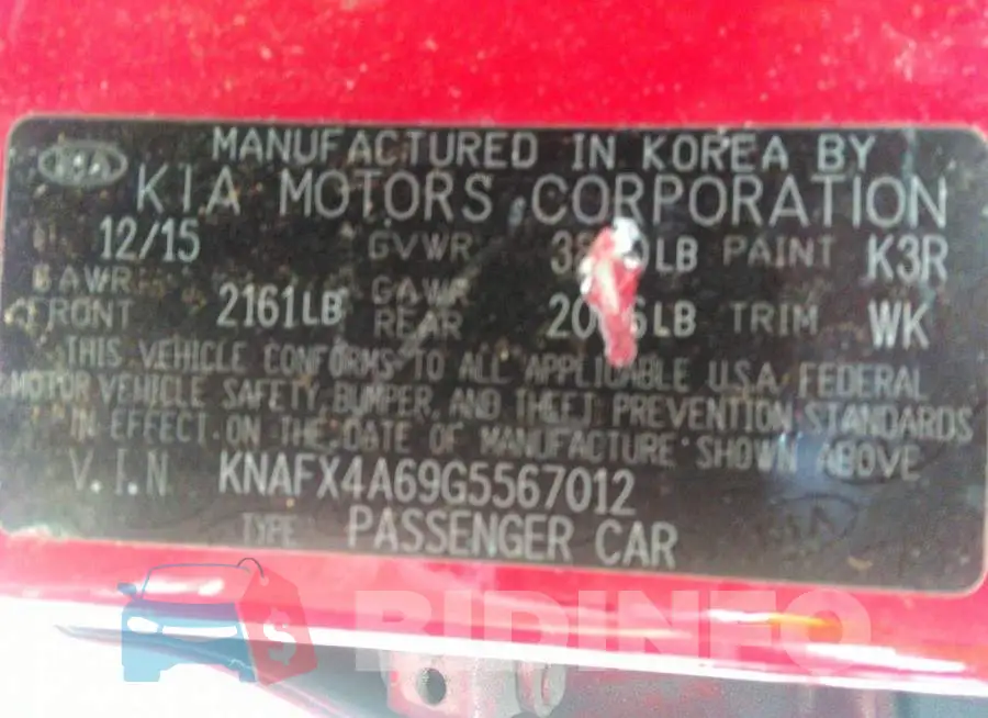 KNAFX4A69G5567012 Photo# 9