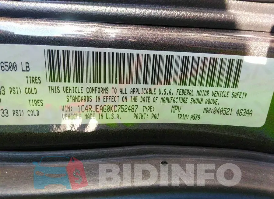 1C4RJEAG0KC752487 Photo# 9