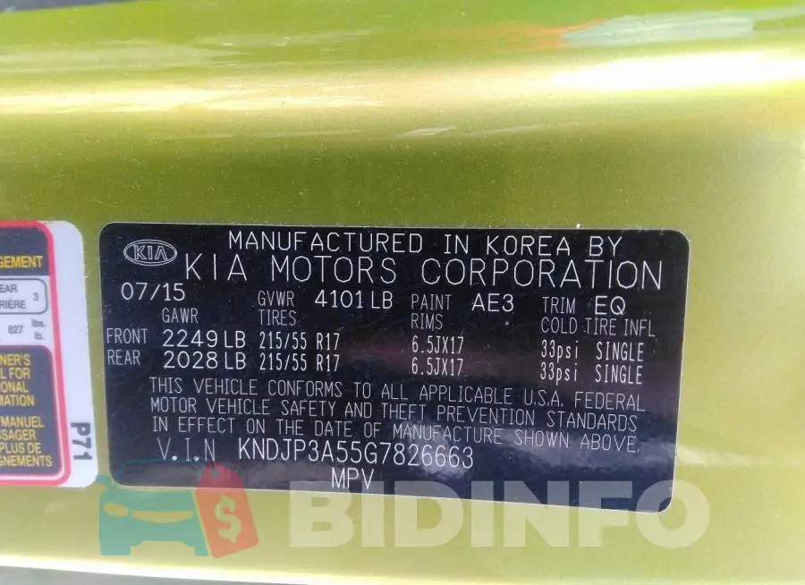 KNDJP3A55G7826663 Photo# 9