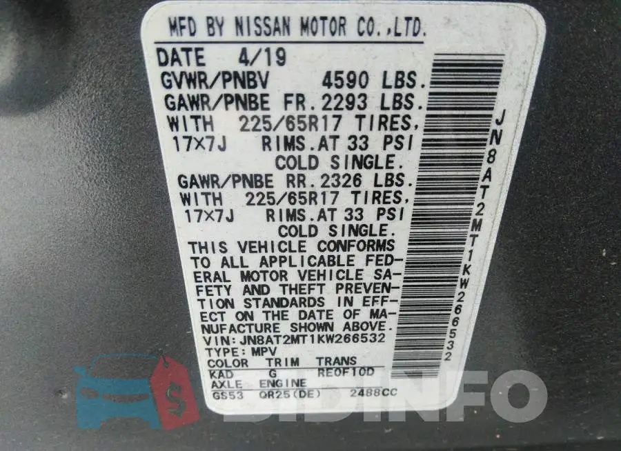 JN8AT2MT1KW266532 Photo# 9