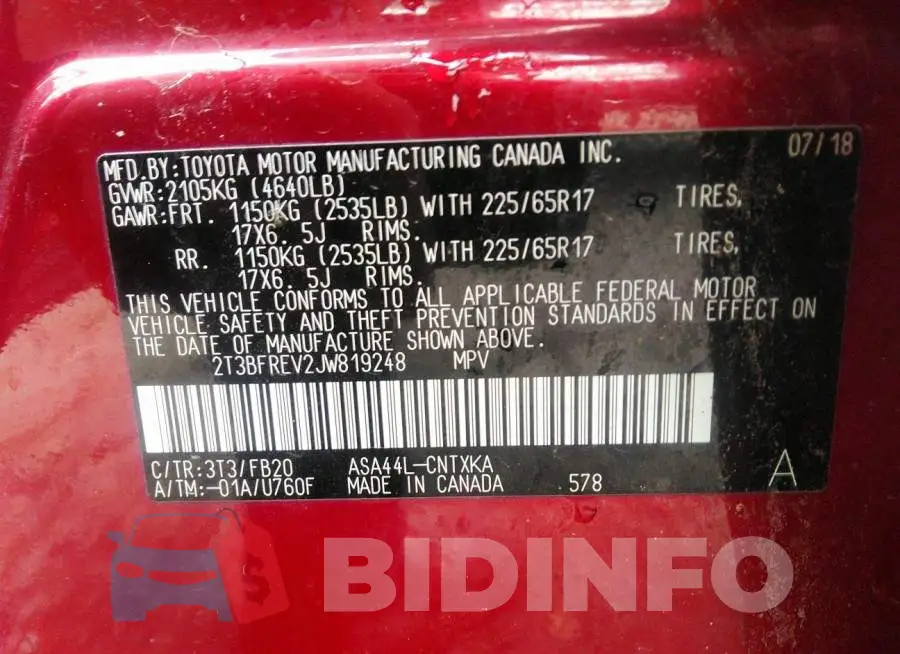 2T3BFREV2JW819248 Photo# 9