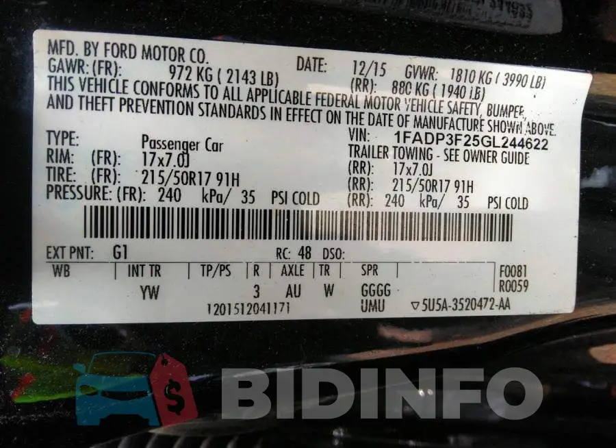 1FADP3F25GL244622 Photo# 9
