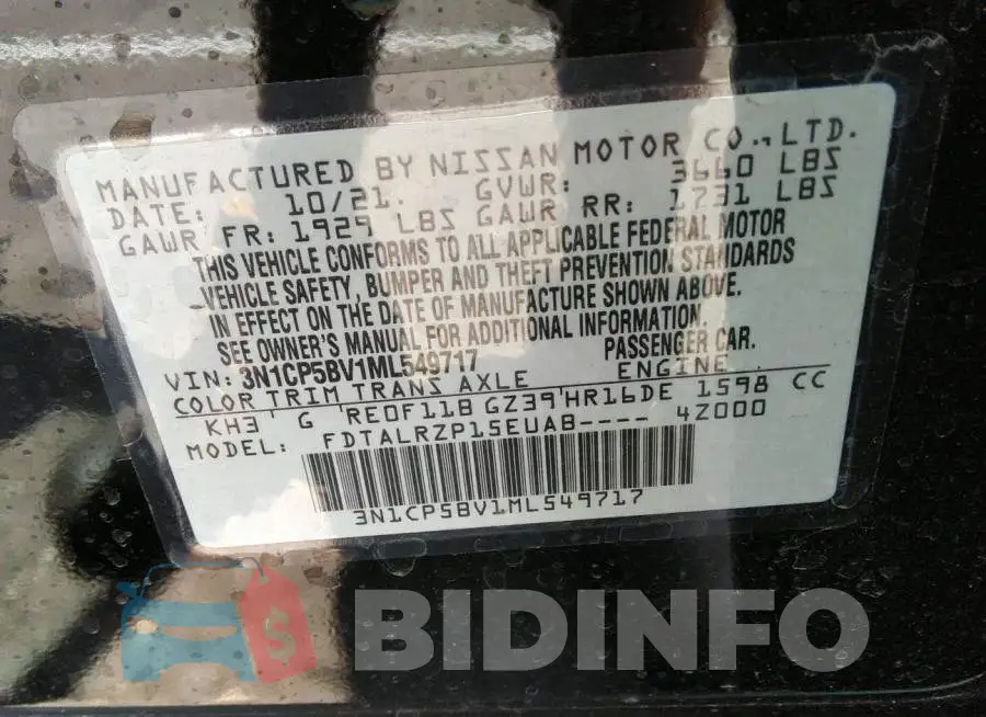 3N1CP5BV1ML549717 Photo# 9