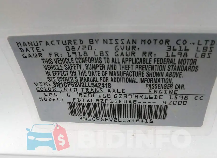 3N1CP5BV2LL542418 Photo# 9