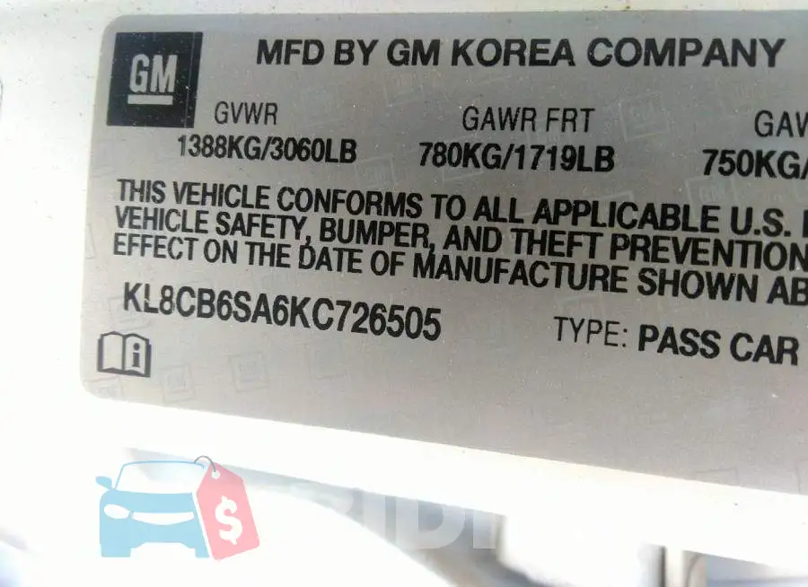 KL8CB6SA6KC726505 Photo# 9