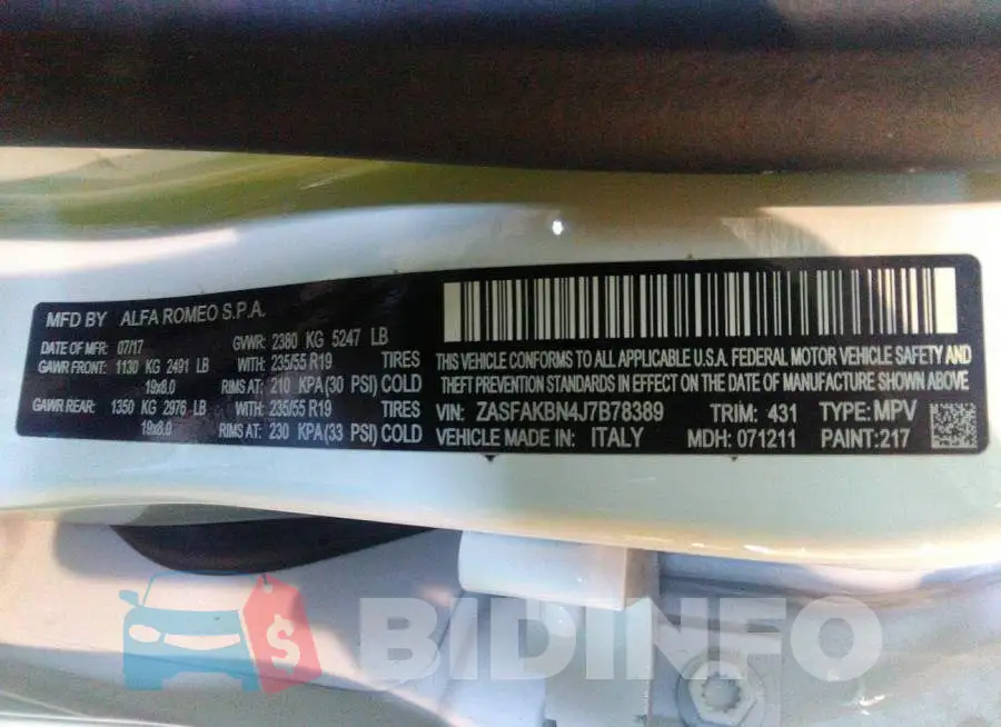 ZASFAKBN4J7B78389 Photo# 9