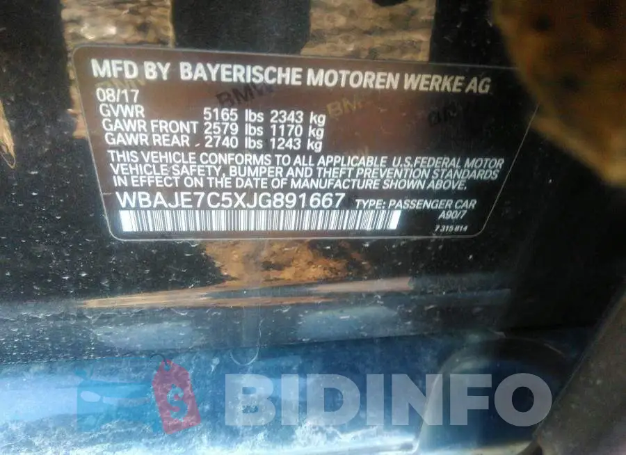 WBAJE7C5XJG891667 Photo# 9