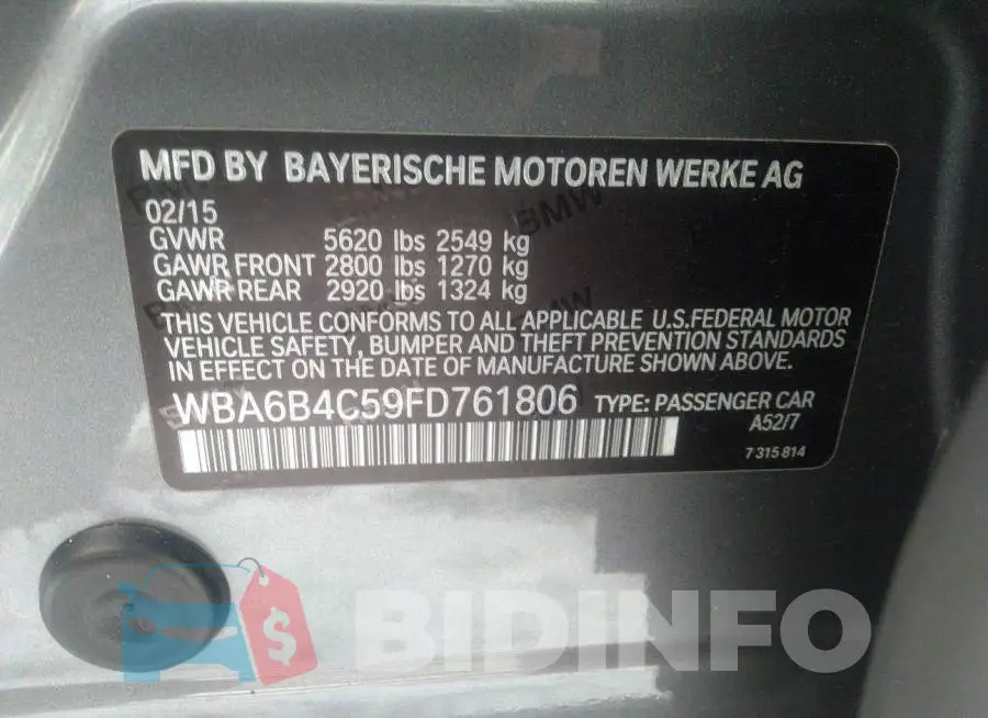 WBA6B4C59FD761806 Photo# 9