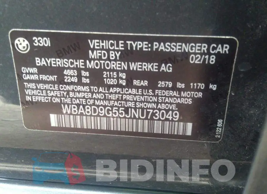 WBA8D9G55JNU73049 Photo# 9