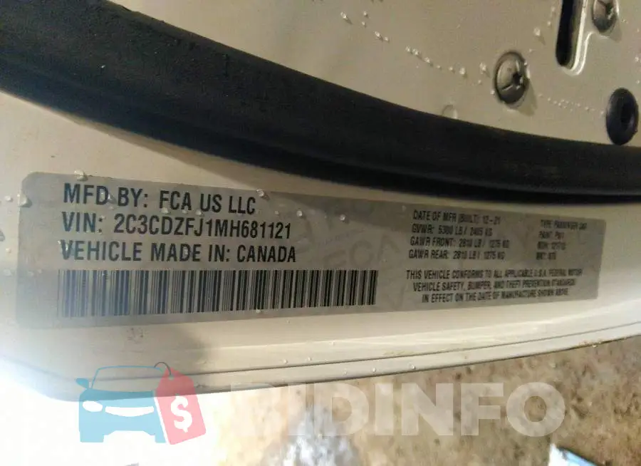 2C3CDZFJ1MH681121 Photo# 9