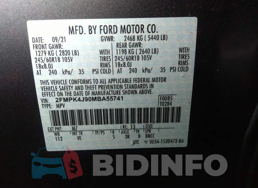 2FMPK4J90MBA55741 Photo# 9