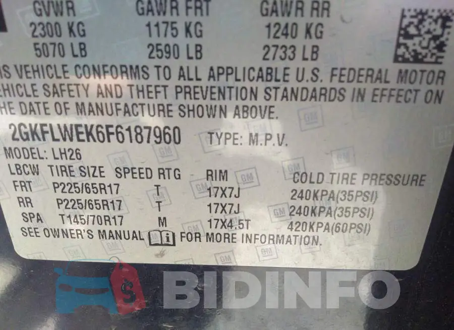 2GKFLWEK6F6187960 Photo# 9