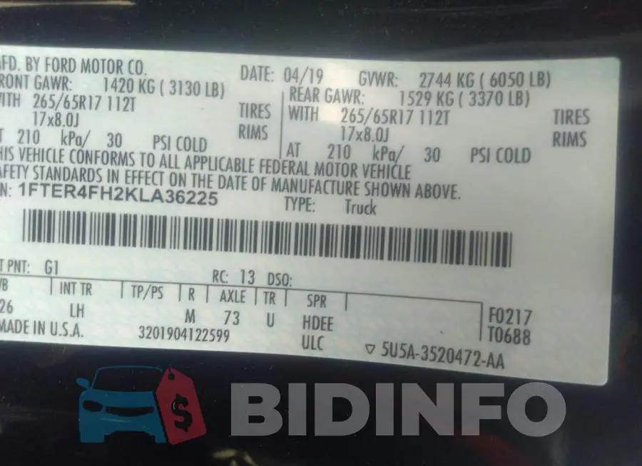 1FTER4FH2KLA36225 Photo# 9