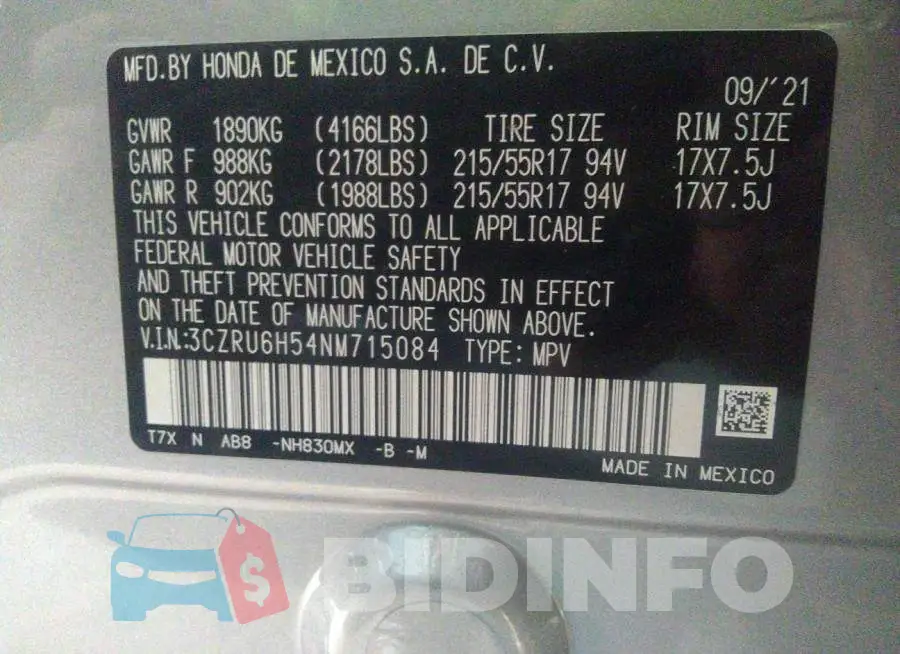 3CZRU6H54NM715084 Photo# 9
