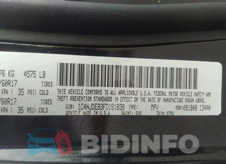 1C4NJDEB3FD151839 Photo# 9