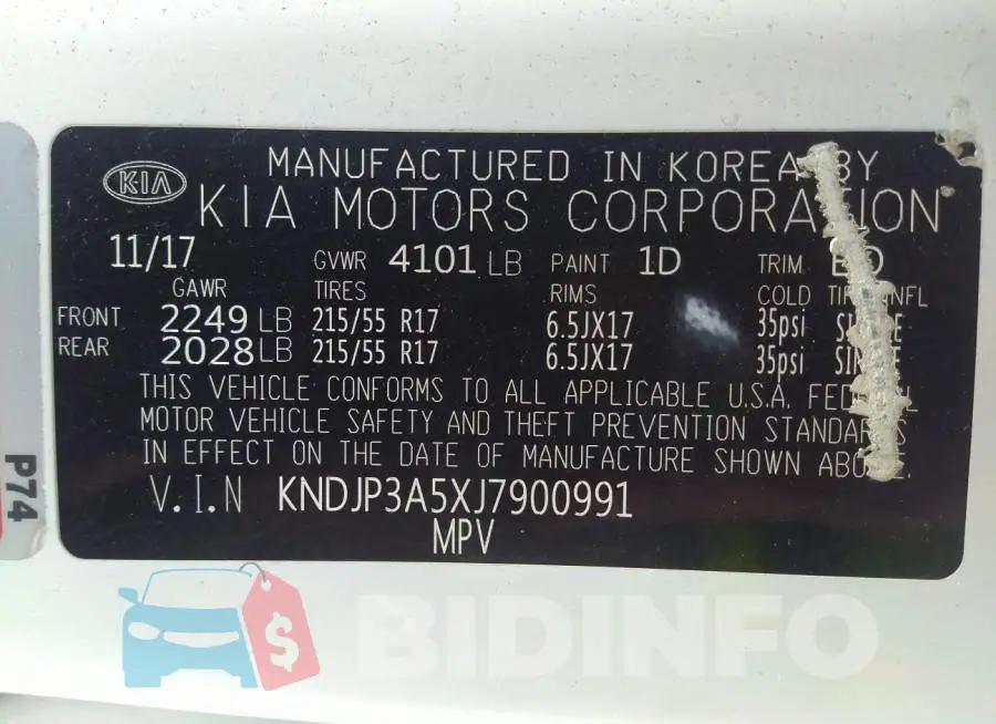KNDJP3A5XJ7900991 Photo# 9