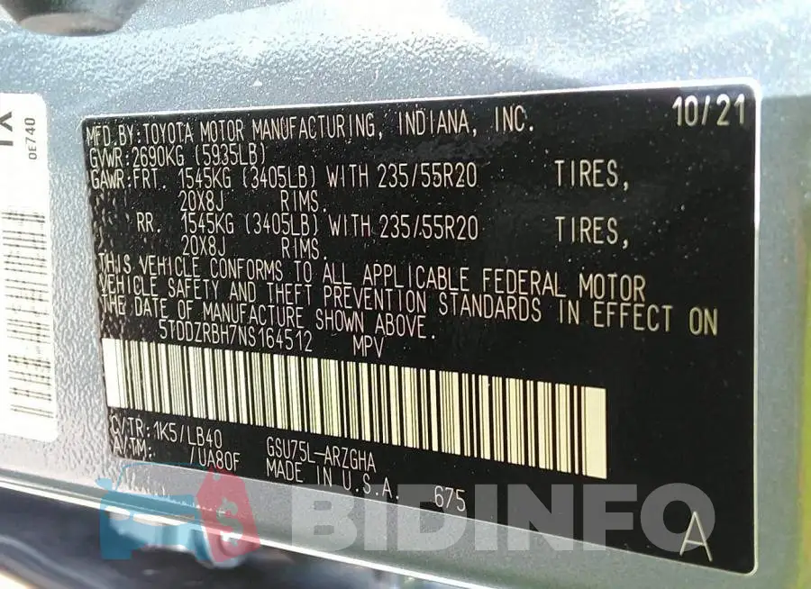 5TDDZRBH7NS164512 Photo# 9
