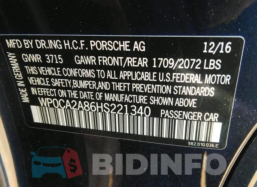 WP0CA2A86HS221340 Photo# 9