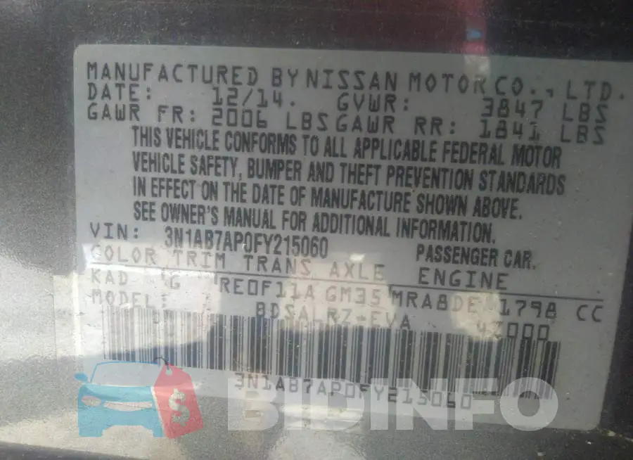 3N1AB7AP0FY215060 Photo# 9