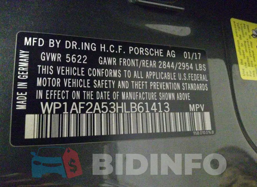 WP1AF2A53HLB61413 Photo# 9