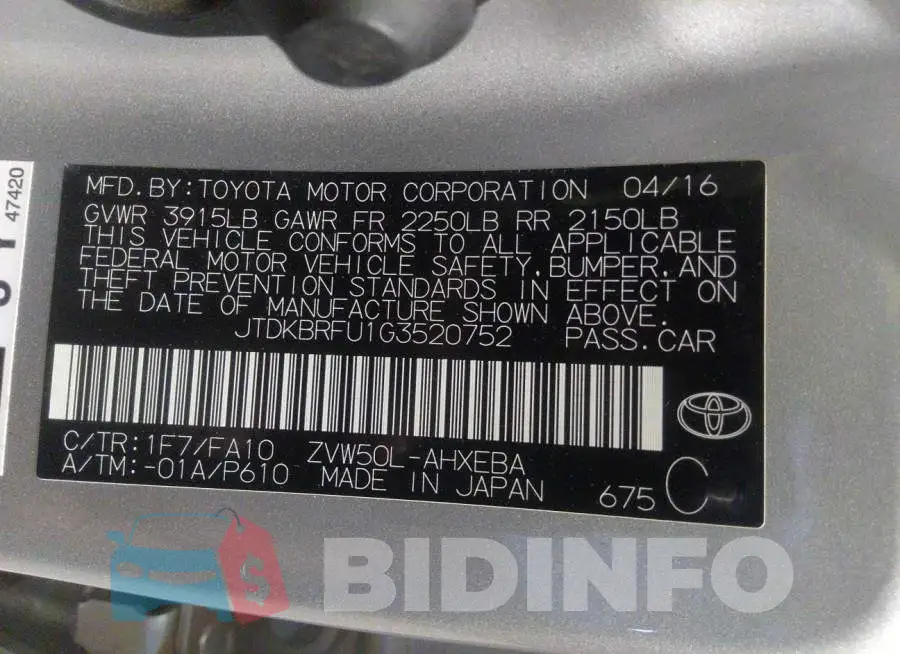 JTDKBRFU1G3520752 Photo# 9
