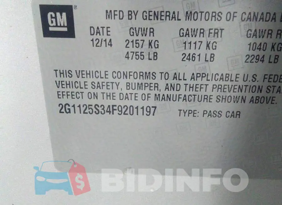 2G1125S34F9201197 Photo# 9