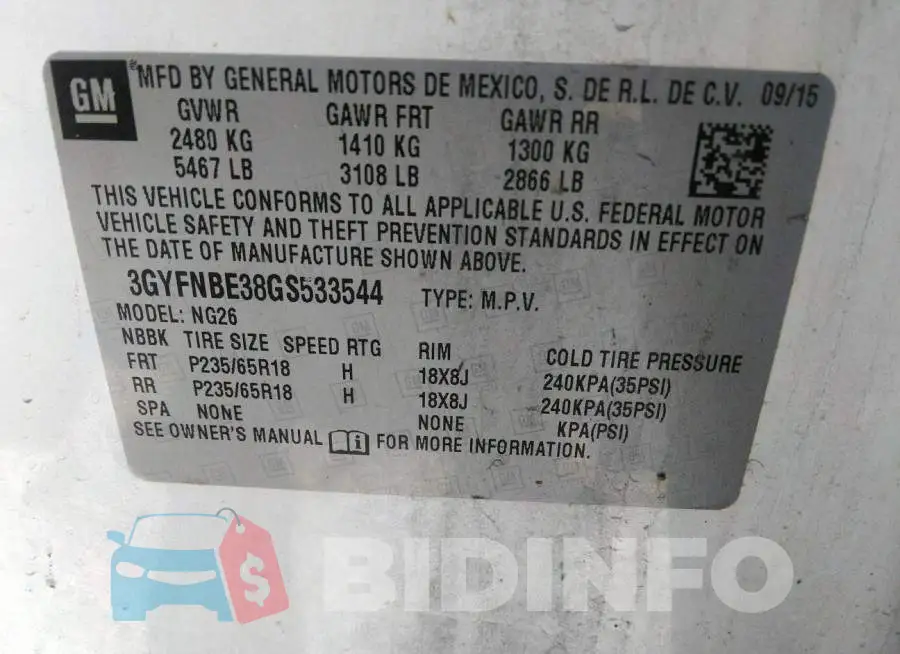 3GYFNBE38GS533544 Photo# 9