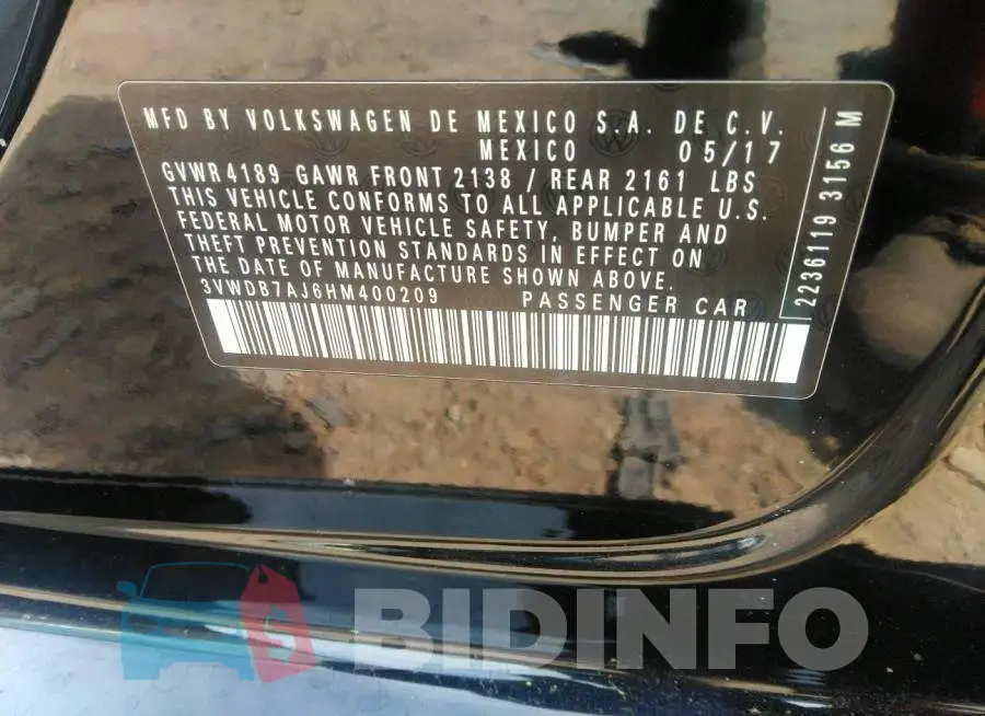 3VWDB7AJ6HM400209 Photo# 9
