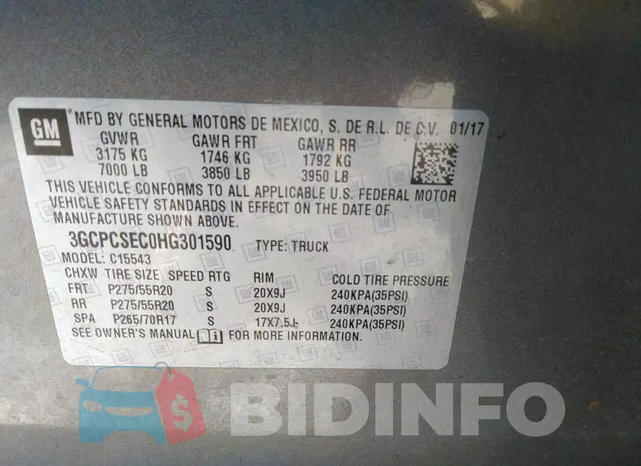 3GCPCSEC0HG301590 Photo# 9