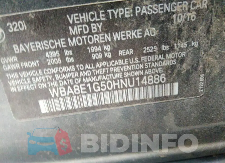 WBA8E1G50HNU14886 Photo# 9