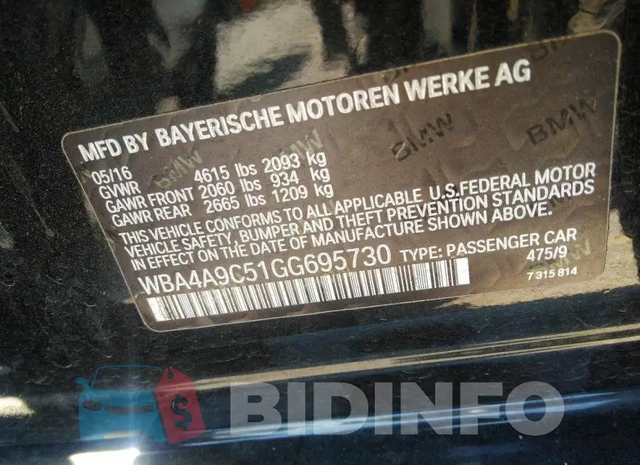 WBA4A9C51GG695730 Photo# 9