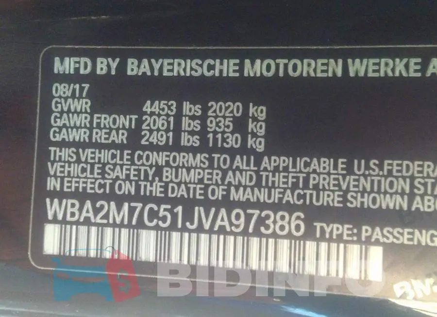 WBA2M7C51JVA97386 Photo# 9