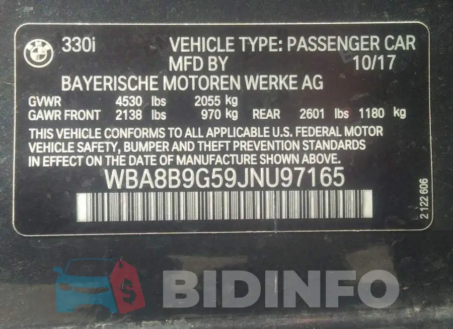 WBA8B9G59JNU97165 Photo# 9